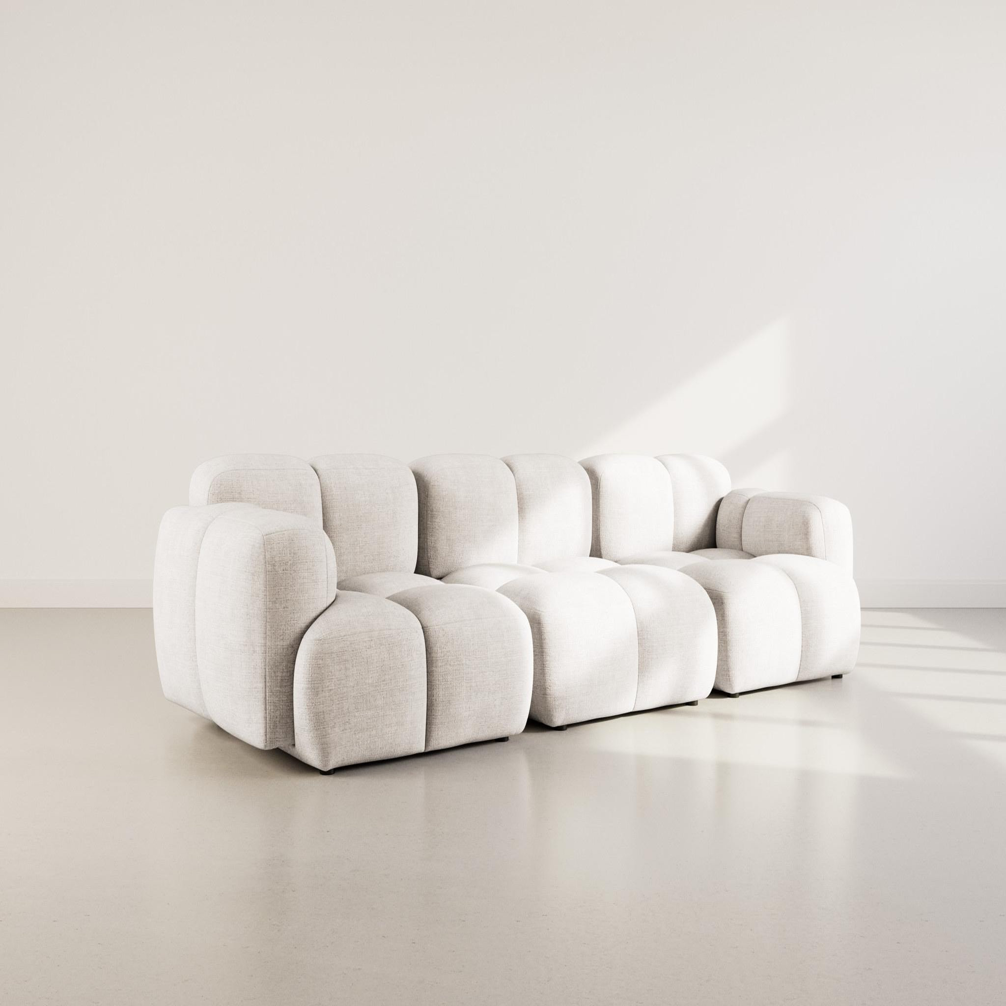 LISA DESIGN Grace - canapé modulable 3 places en velours texturé. Coloris disponibles : Vert, Beige, Violet, Bleu, Orange