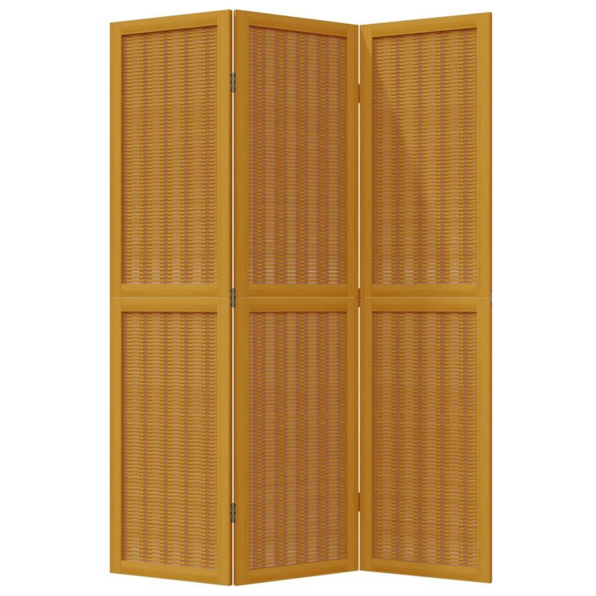 VIDAXL Cloison de separation 3 panneaux marron bois paulownia massif