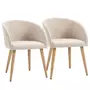 HOMCOM HOMCOM Chaises de visiteur design scandinave - lot de 2 chaises - pieds inclinés effilés bois caoutchouc - assise dossier accoudoirs ergonomiques aspect lin beige