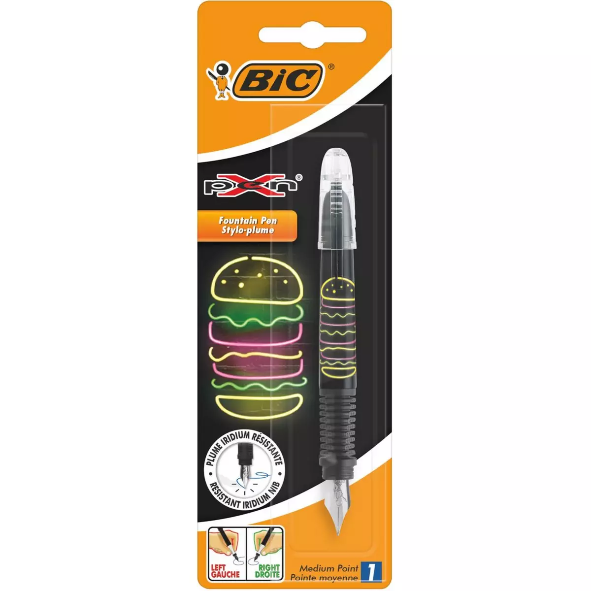 BIC Stylo plume pointe moyenne X Pen décor burger