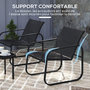Voir la diapositive 5 : OUTSUNNY Ensemble bistrot de jardin relax 2 personnes 3 pièces plateau verre trempé acier textilène noir