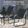 Voir la diapositive 5 : OUTSUNNY Ensemble bistrot de jardin relax 2 personnes 3 pièces plateau verre trempé acier textilène noir