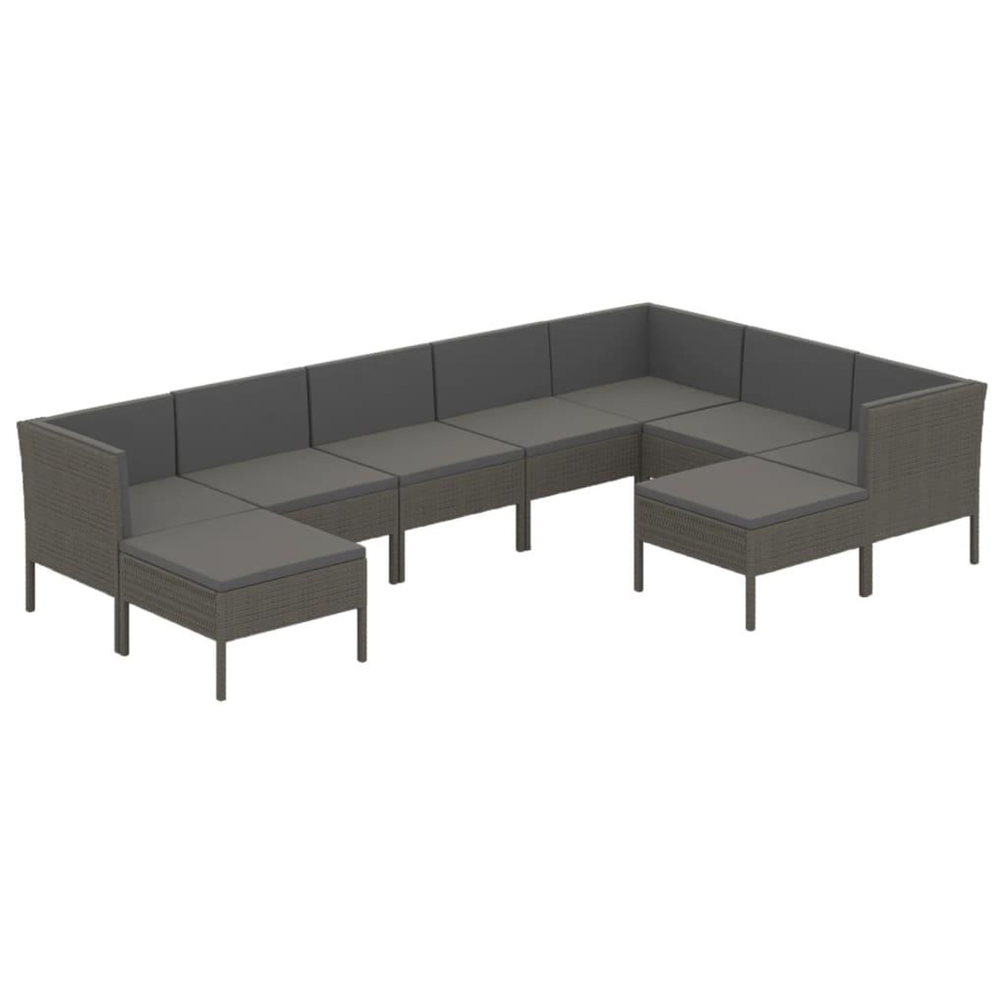 Voir la diapositive 2 : VIDAXL Salon de jardin 9 pcs avec coussins Resine tressee Gris