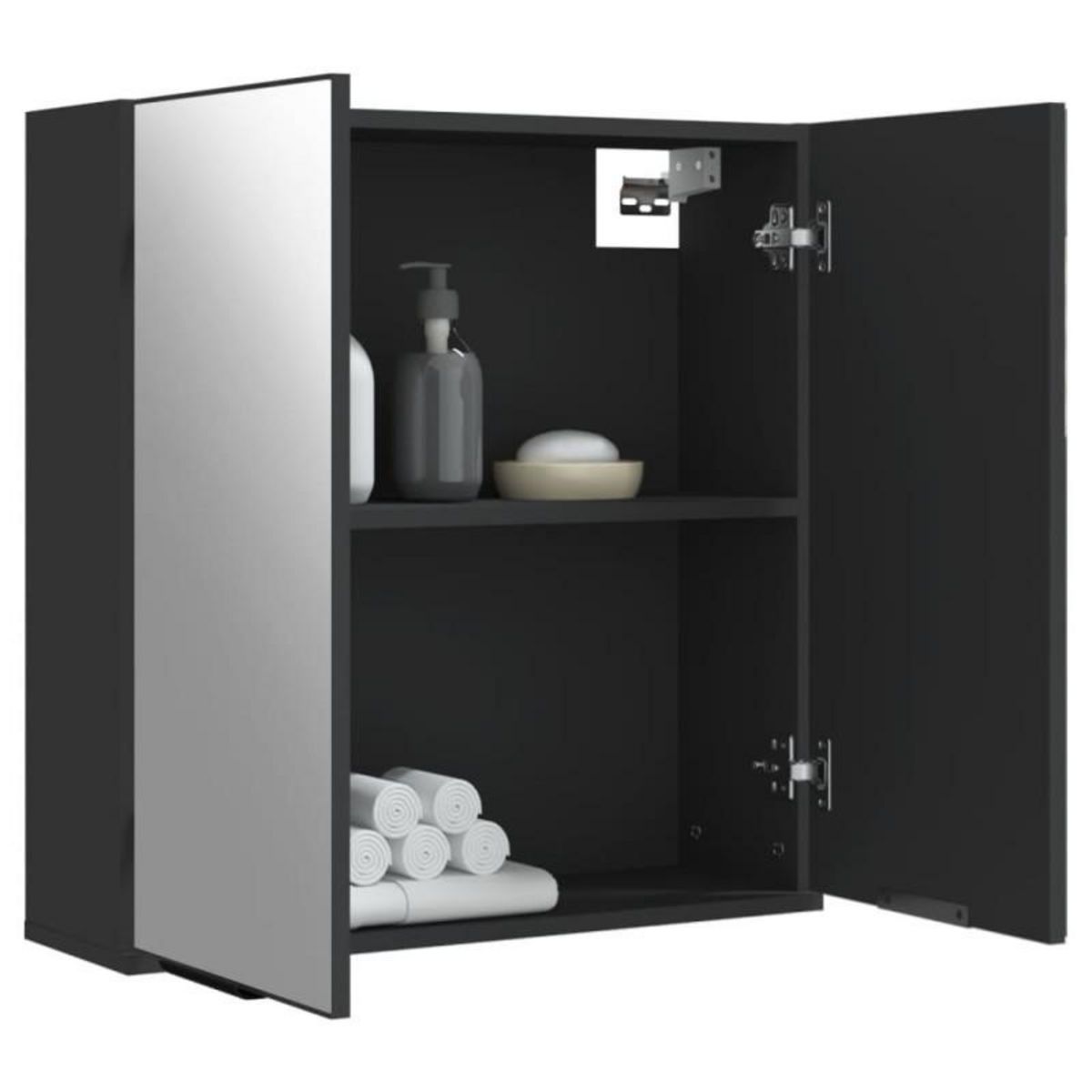 VIDAXL Armoire à miroir de salle de bain noir bois d'ingénierie