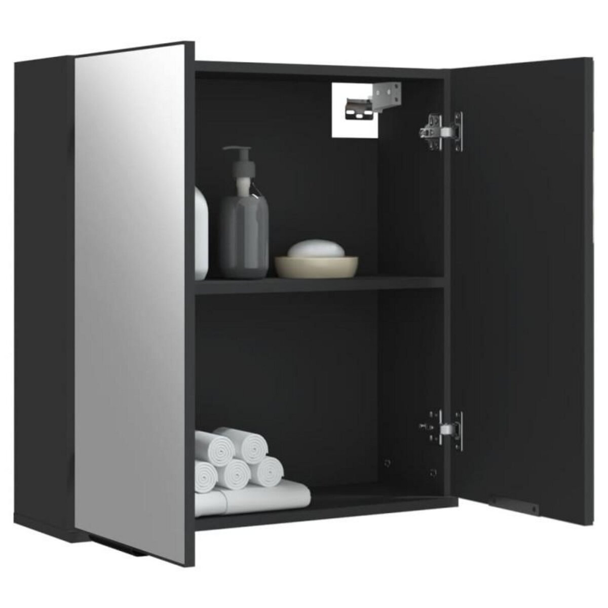VIDAXL Armoire à miroir de salle de bain noir bois d'ingénierie
