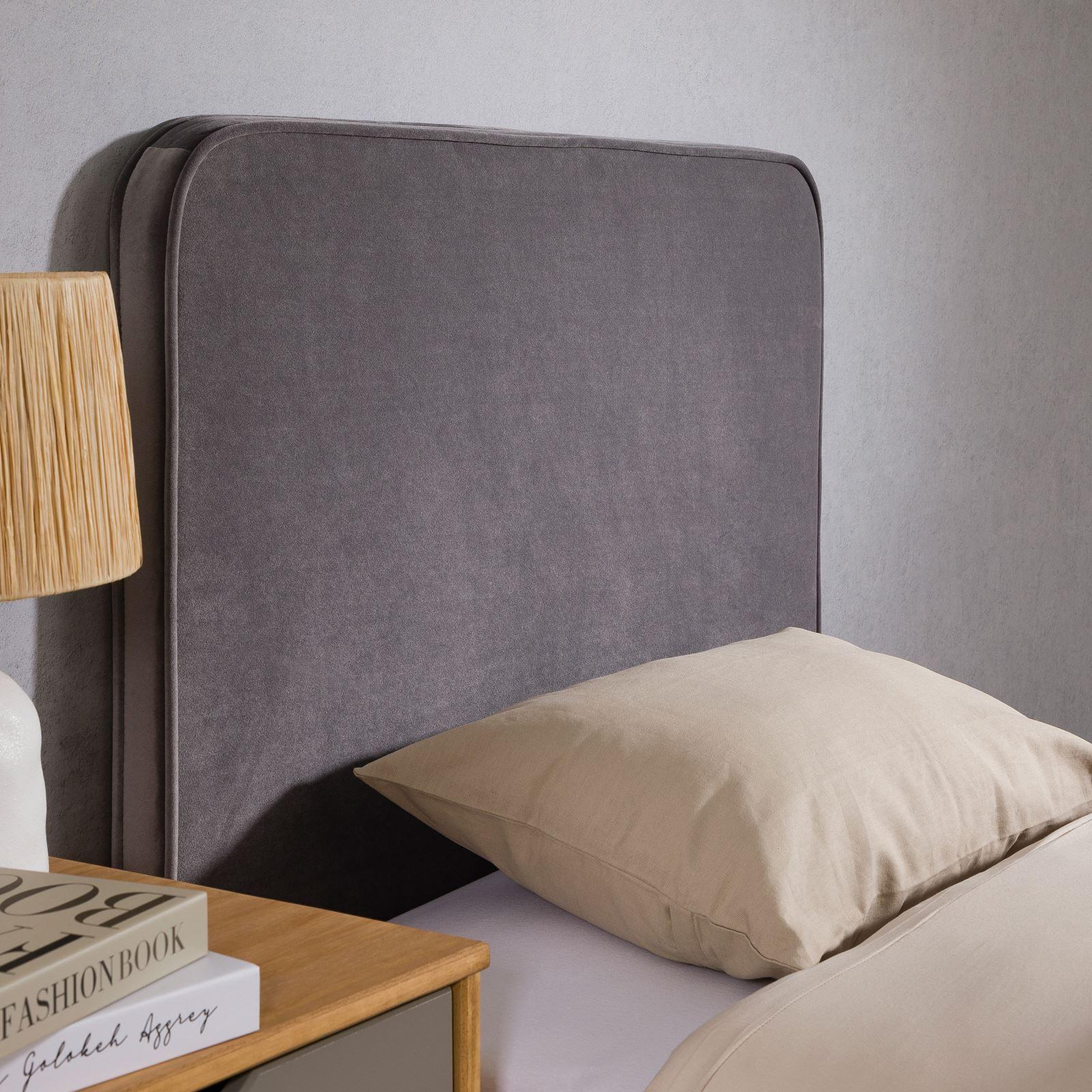 Voir la diapositive 5 : IDIMEX Tête de lit lunar 90 avec fixation murale, en tissu