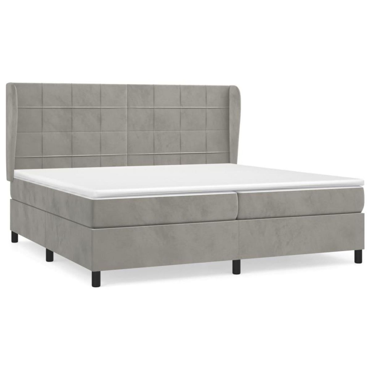 VIDAXL Sommier a lattes de lit et matelas Gris clair 200x200cm Velours