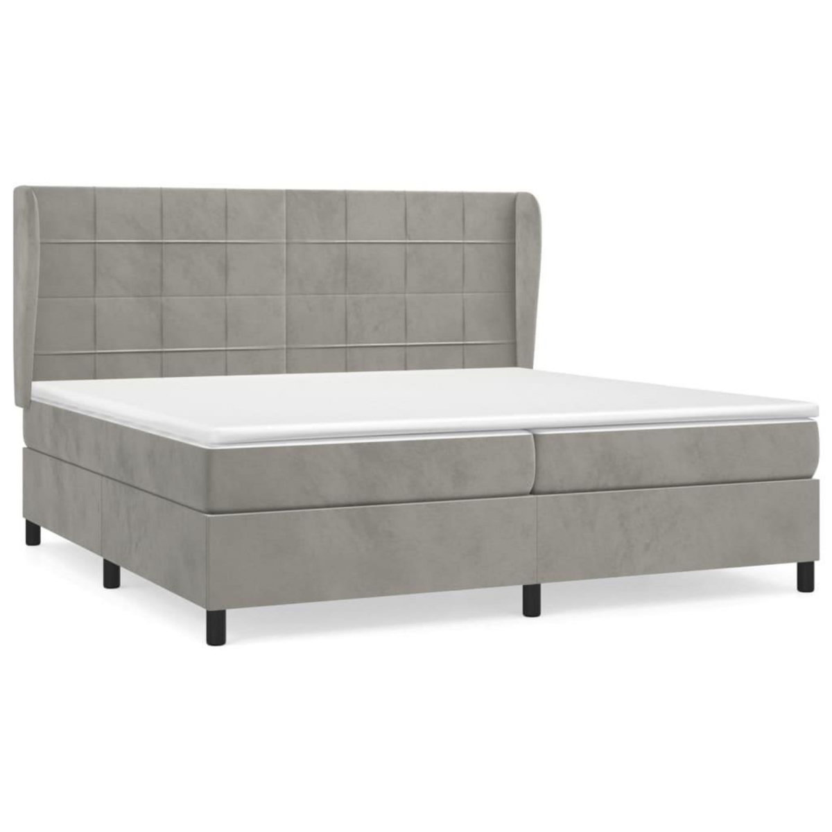 VIDAXL Sommier a lattes de lit et matelas Gris clair 200x200cm Velours