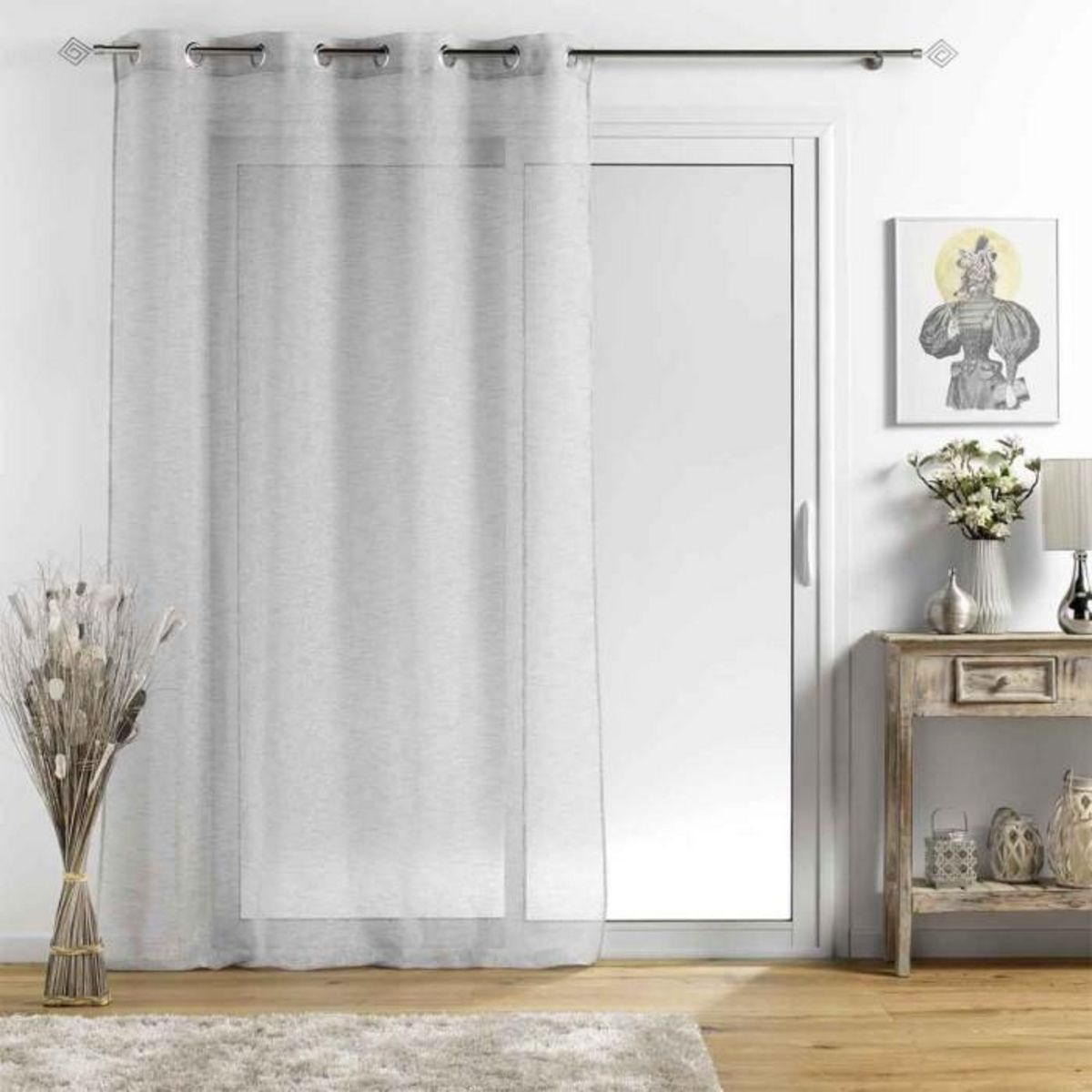 Paris Prix Rideau Voilage à Œillets  Sunline  140x280cm Gris & Argent