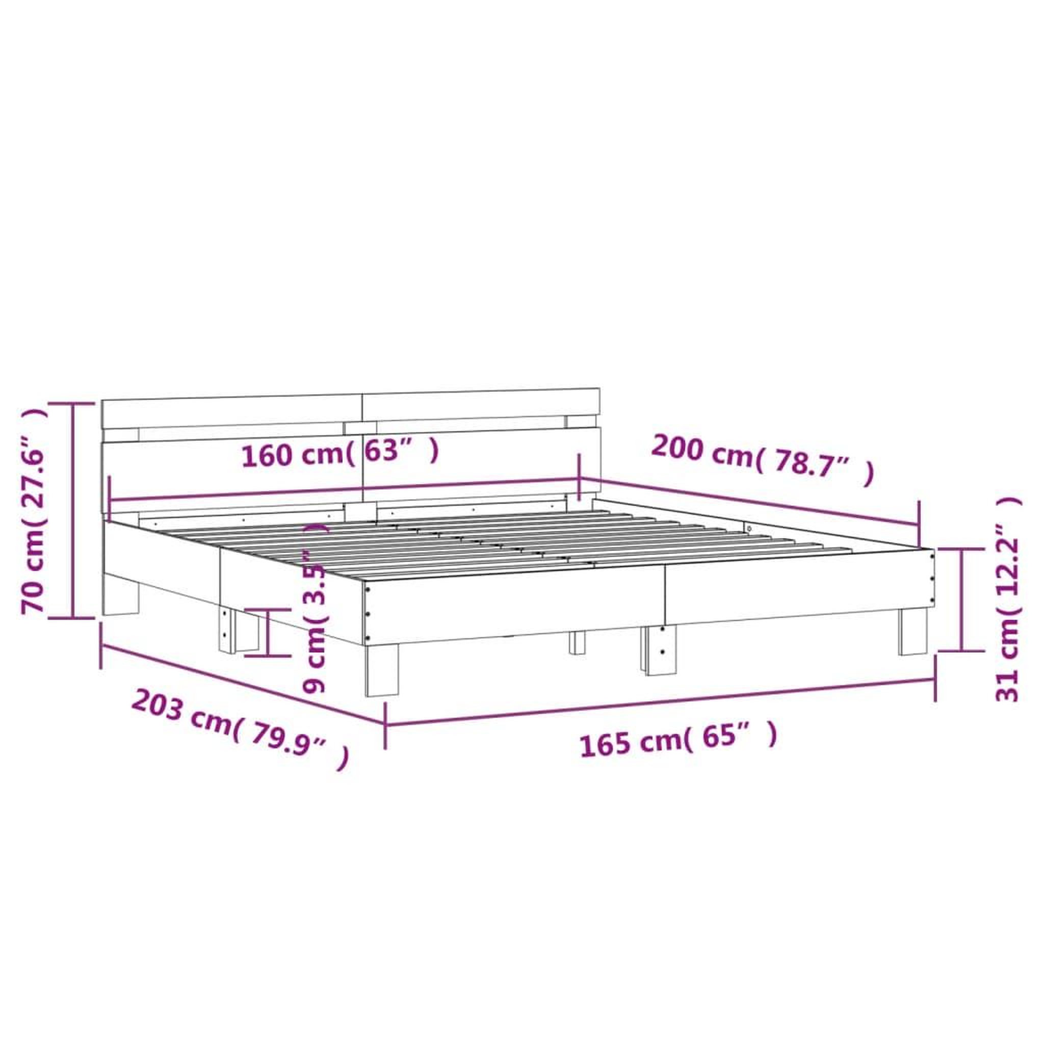 Voir la diapositive 6 : VIDAXL Cadre de lit avec LED sans matelas chene sonoma 160x200 cm