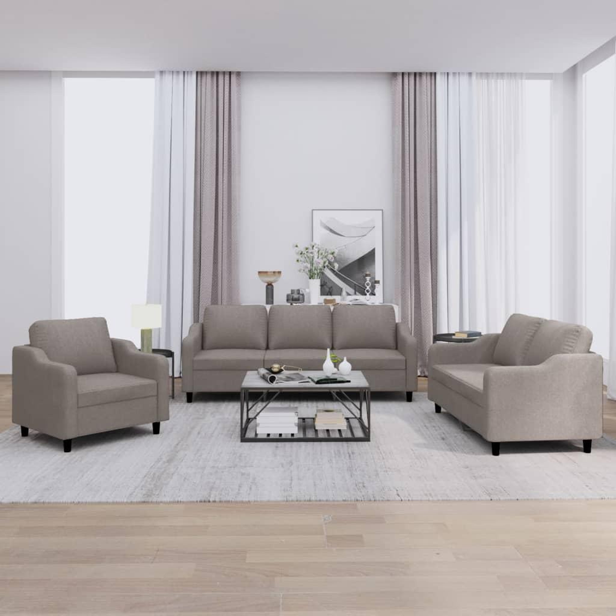 VIDAXL Ensemble de canapes 3 pcs avec coussins Taupe Tissu
