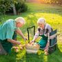 Voir la diapositive 4 : OUTSUNNY Tabouret de jardin pliable agenouilloir de jardin siège jardinage avec coussin pochette rangement outils vert