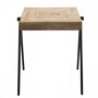 MACABANE ROBIN - Table d'appoint bois carrée bois Manguier pieds métal noir 'COMPAS'