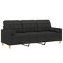 Voir la diapositive 3 : VIDAXL Canape 3 places avec oreillers decoratifs noir 180 cm tissu