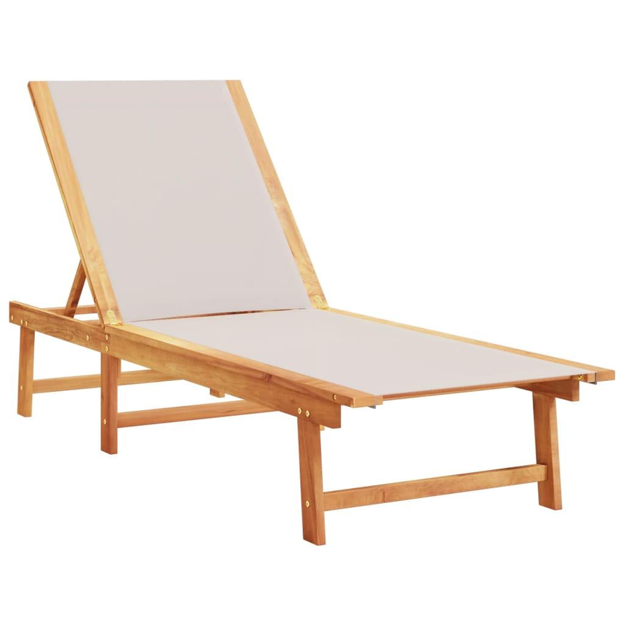 Voir la diapositive 2 : VIDAXL Chaise longue gris bois d'acacia solide et textilene