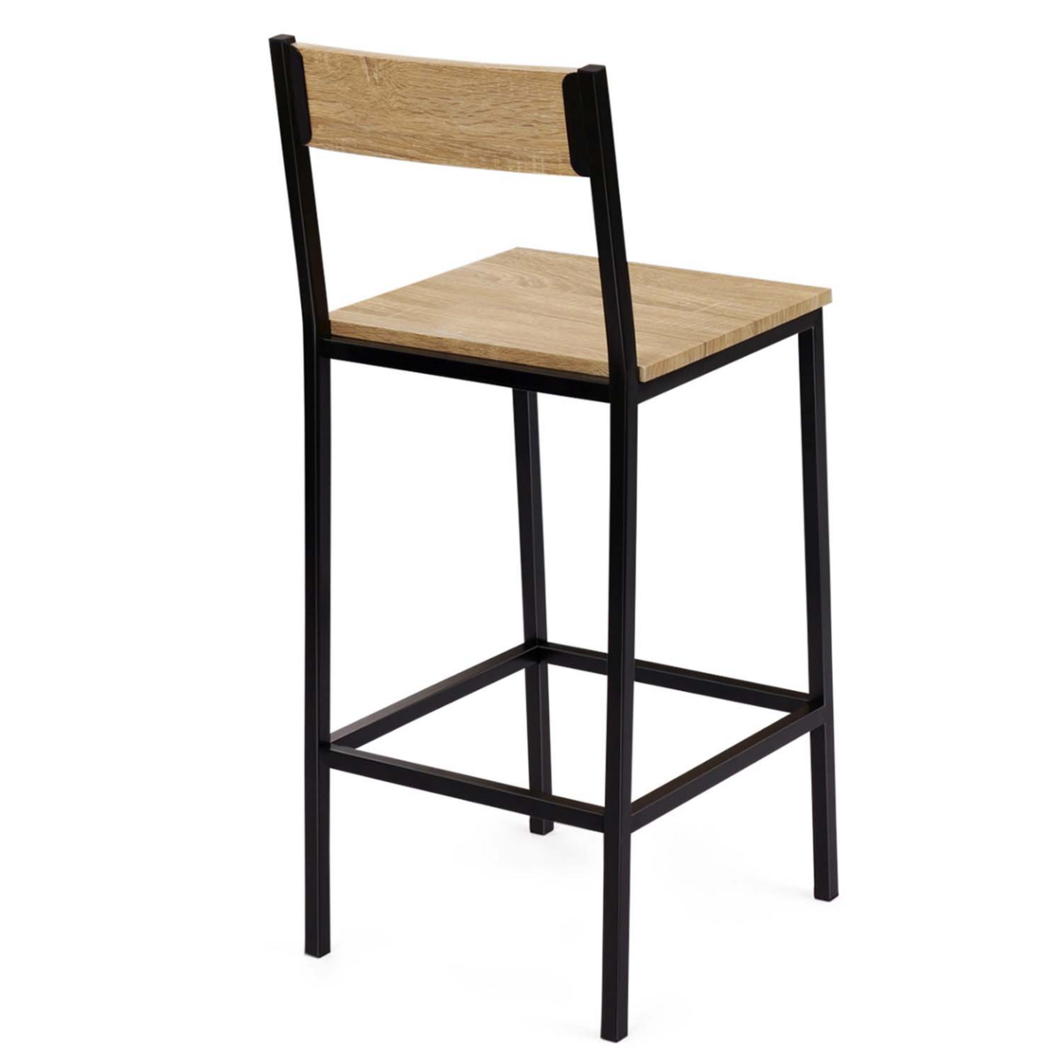 ID MARKET Lot de 2 tabourets de bar DETROIT avec dossier chaise de cuisine design industriel