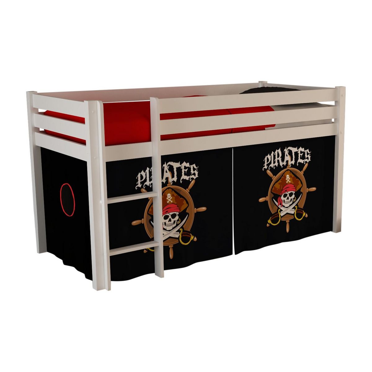 Lit mi-hauteur en pin Blanc WOODY, 9 modèles