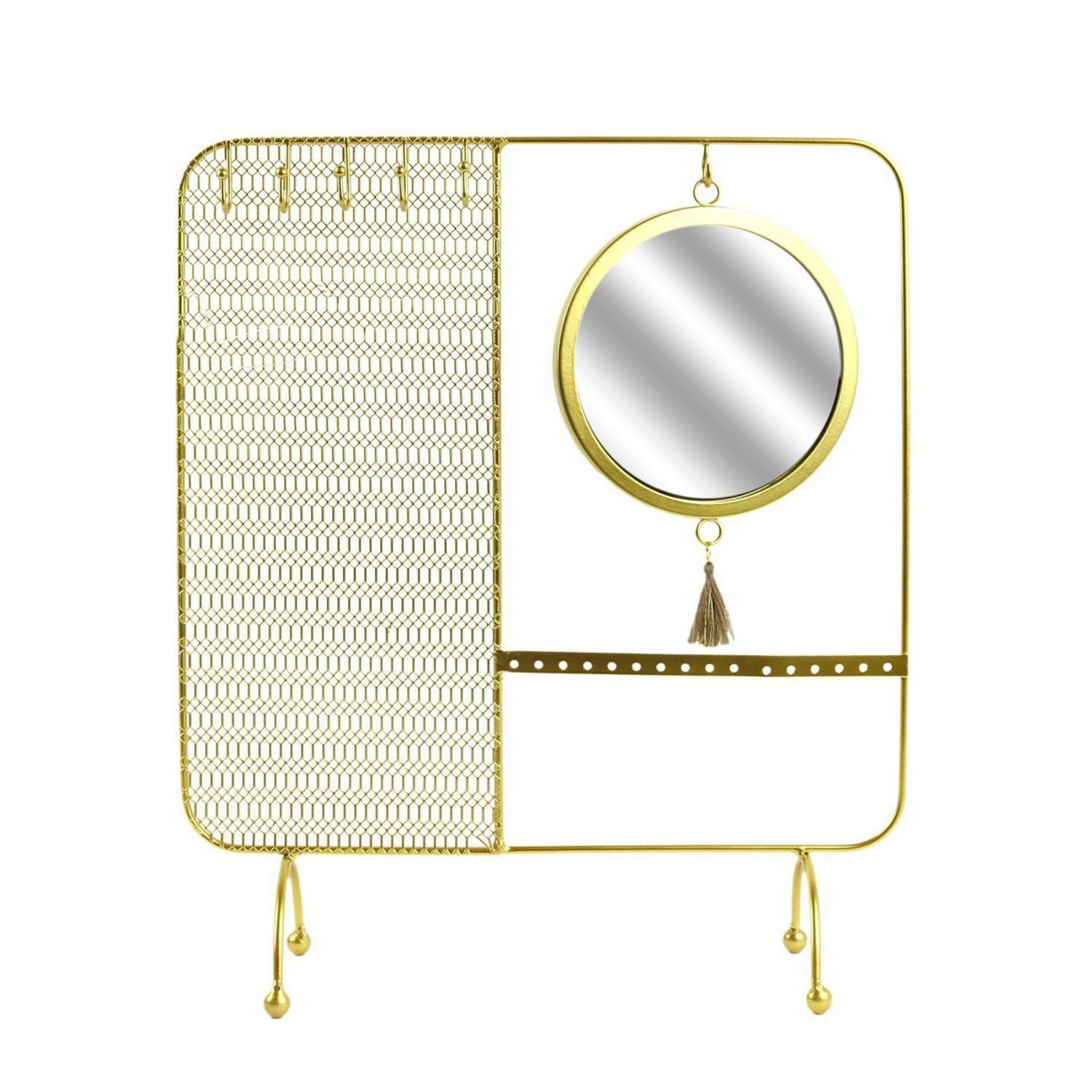 The Home Deco Factory Porte bijoux miroir en métal - Doré