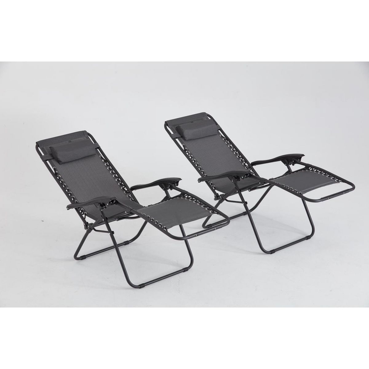 CONCEPT USINE Lot de 2 transats inclinables noir et gris foncé MANIHI