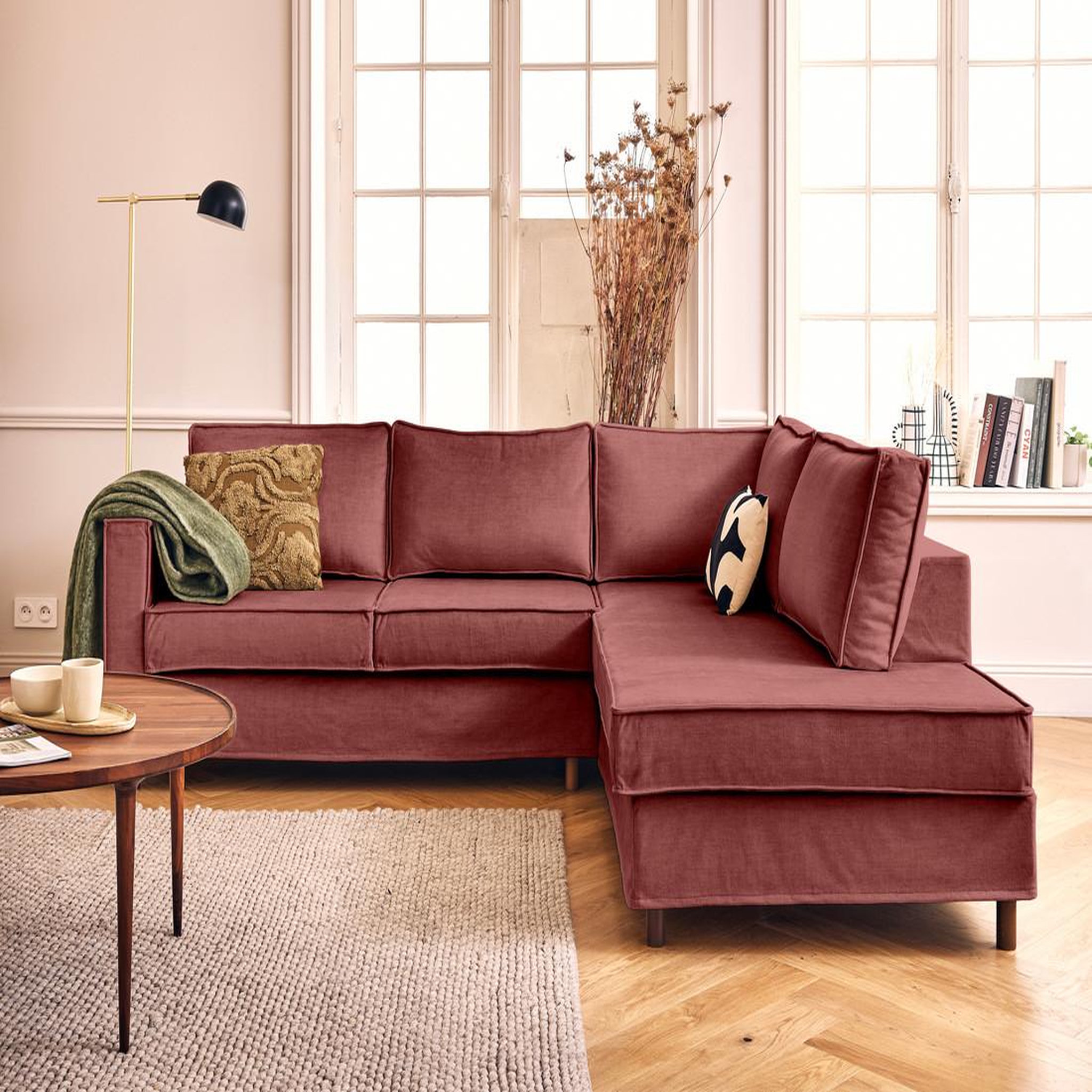 Voir la diapositive 1 : LISA DESIGN Jake - canapé déhoussable d'angle droit 5 places en velours