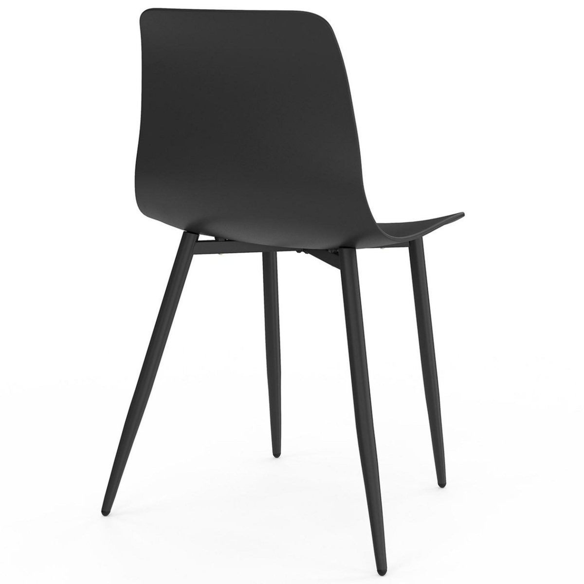 ID MARKET Lot de 6 chaises en polypropylène KIARA noires avec pieds en métal