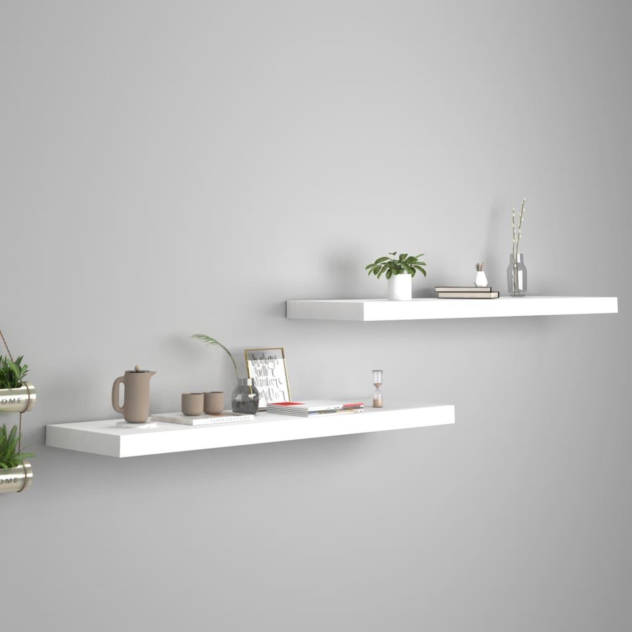 Voir la diapositive 1 : VIDAXL Etageres murales flottantes 2 pcs blanc 90x23,5x3,8 cm MDF