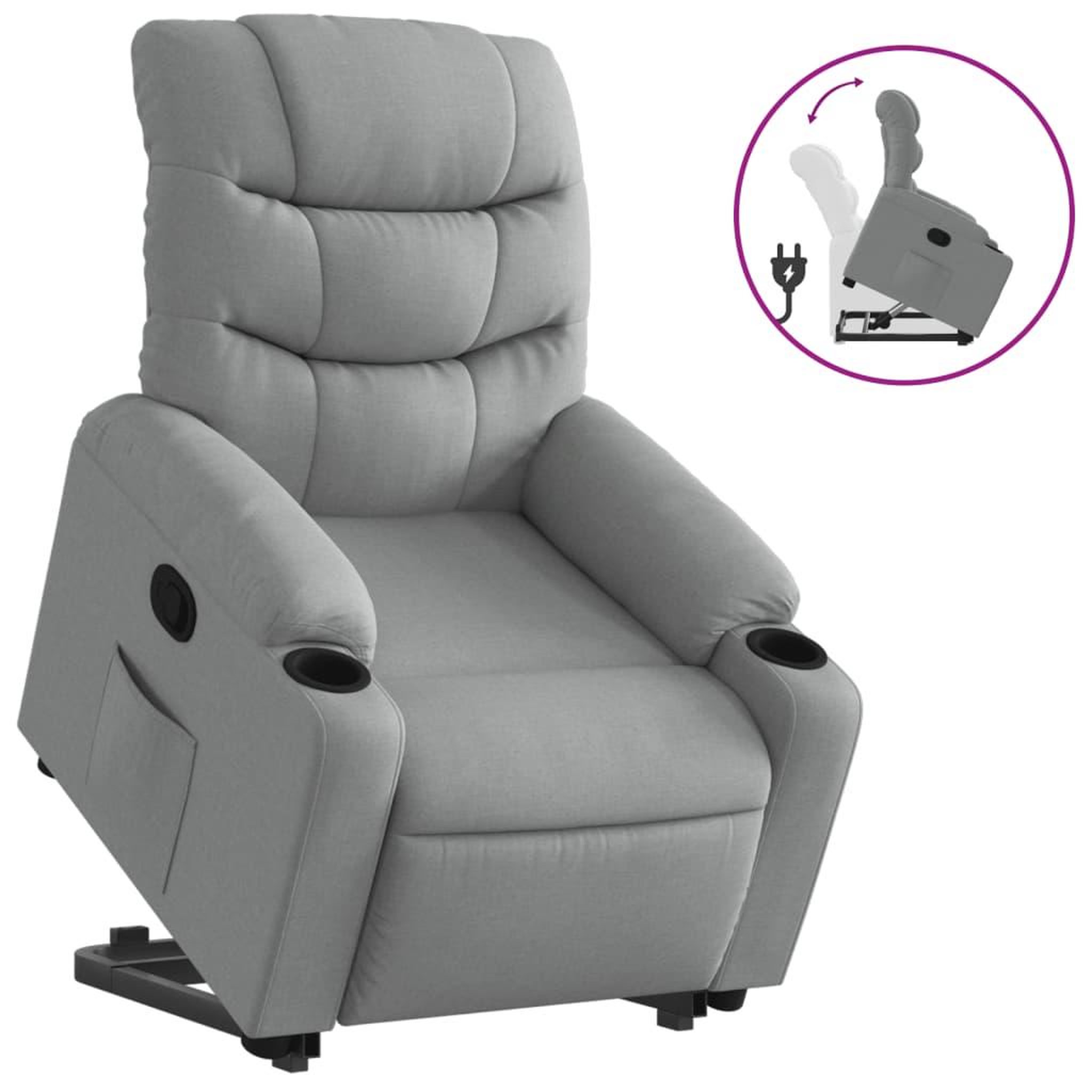 Voir la diapositive 2 : VIDAXL Fauteuil inclinable Gris clair Tissu
