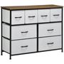 Voir la diapositive 1 : HOMCOM Commode meuble de rangement 8 tiroirs - dim. 100L x 30l x 78H cm - structure acier noir tissu pliant gris