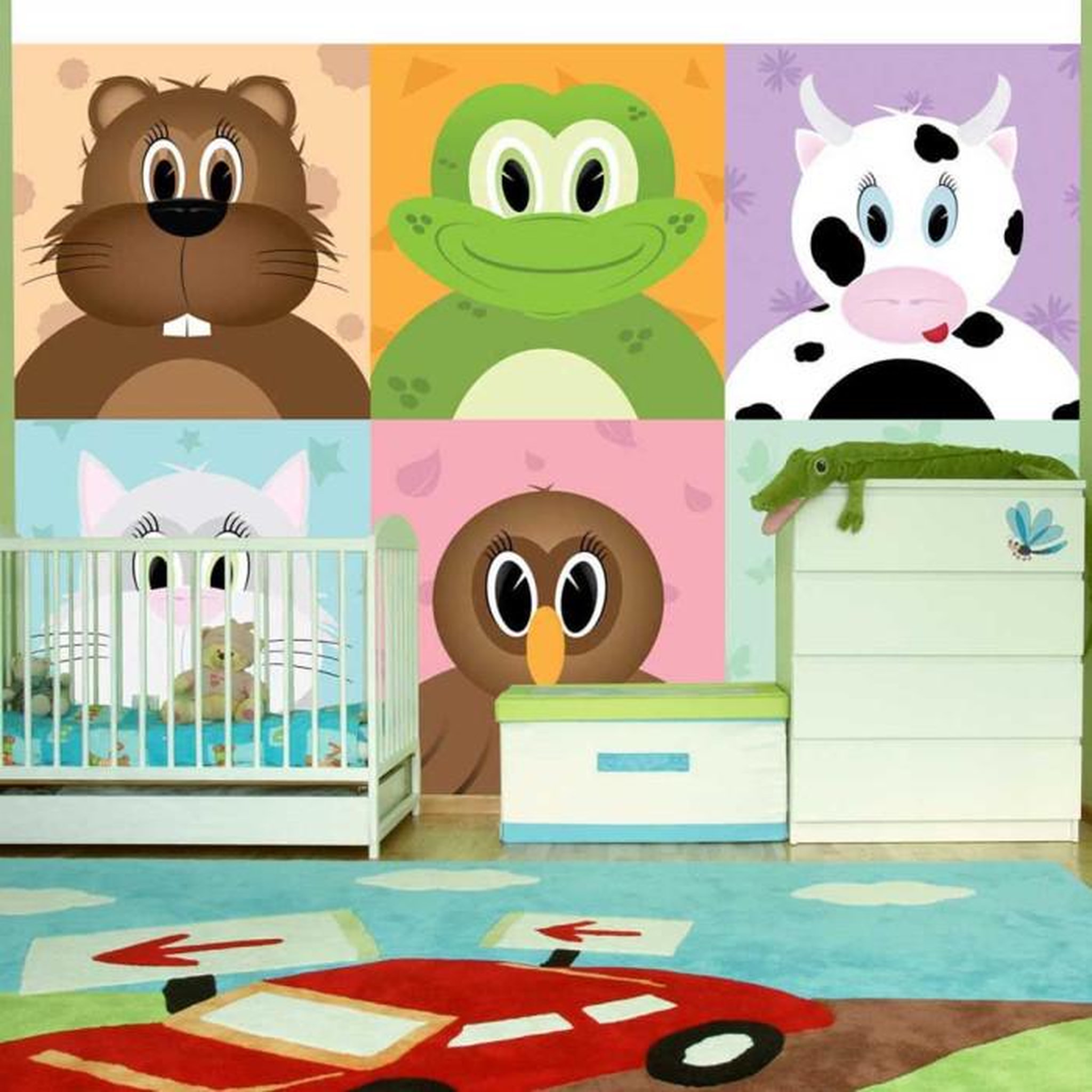 Paris Prix Papier Peint  Cheerful Animals. Coloris disponibles : Multicolore