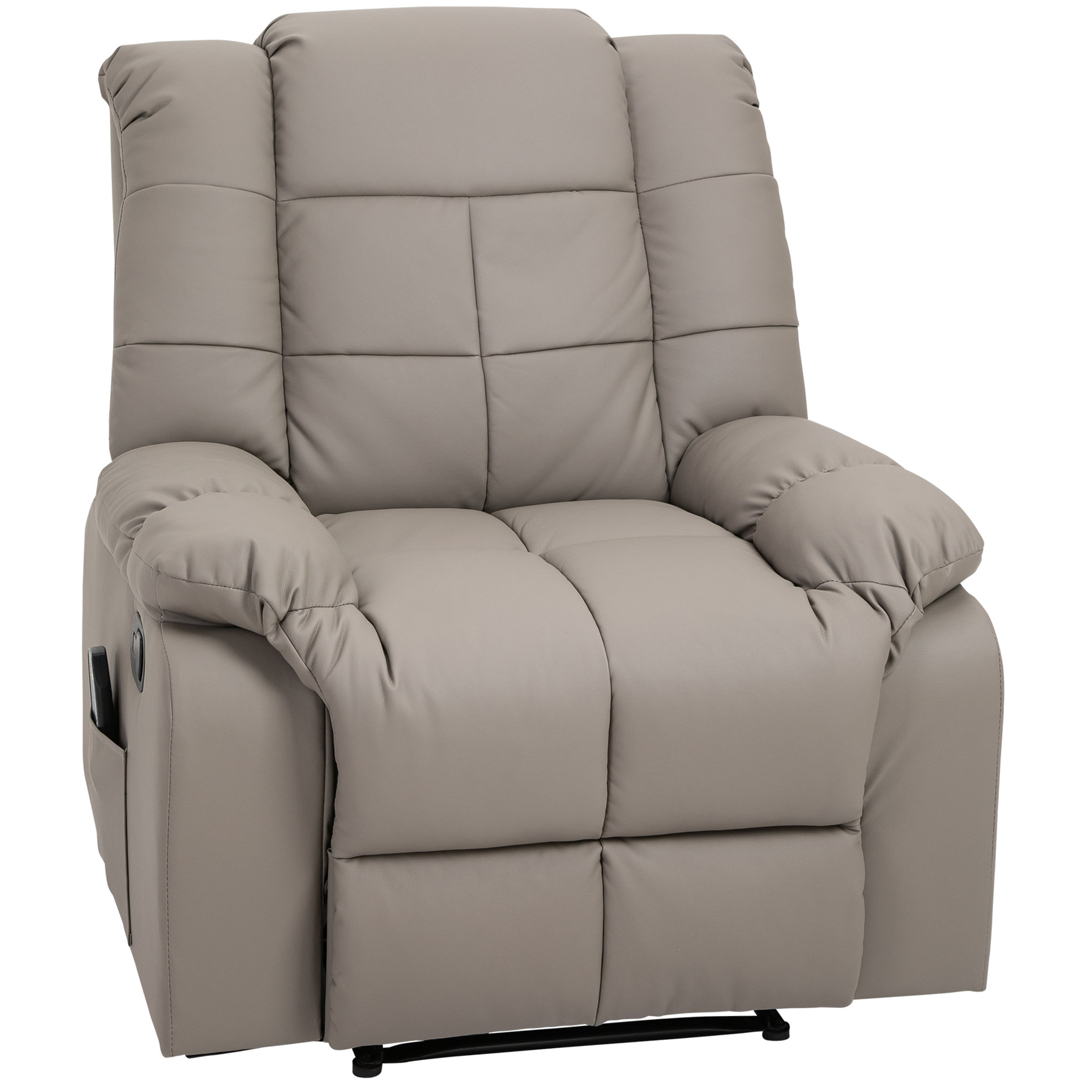 Voir la diapositive 1 : HOMCOM Fauteuil luxe de relaxation et massage inclinaison dossier repose-pied réglable revêtement synthétique gris