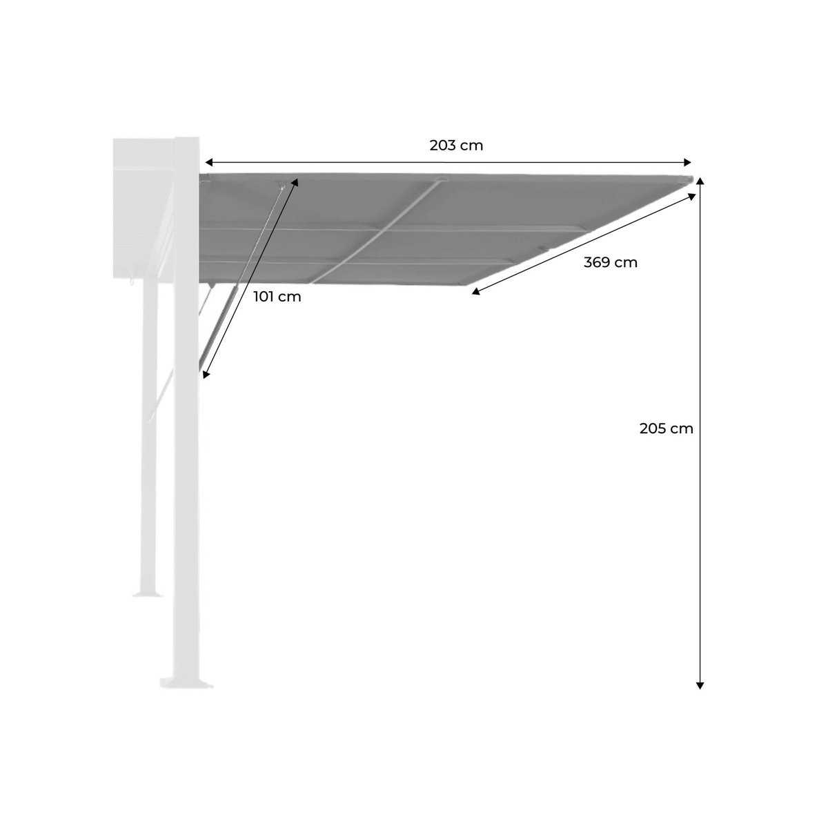 SWEEEK Auvent 4m aluminium et textilène pour pergola bioclimatique anthracite Palace