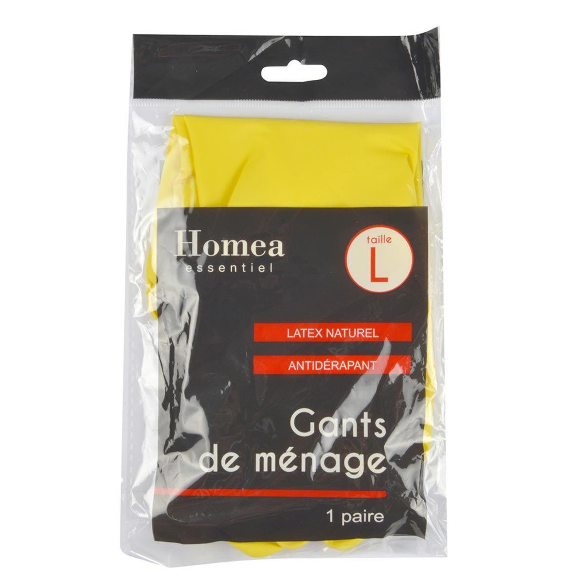 Voir la diapositive 2 : HOMEA Paire de gants de ménage  latex  taille l jaune
