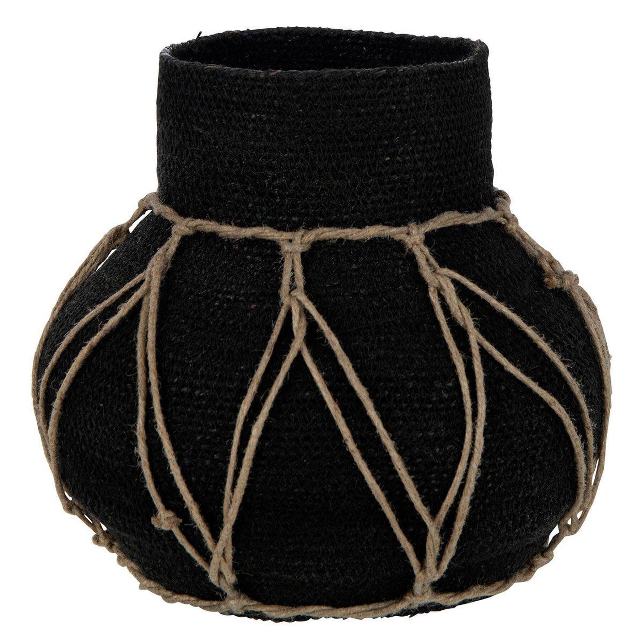 J-LINE Pot Décoratif  Herbes Marines  21cm Noir