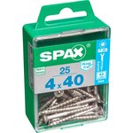 CENTRALE BRICO Lot de 25 vis inox tête fraisée torx SPAX, Diam.4 mm x L.40 mm