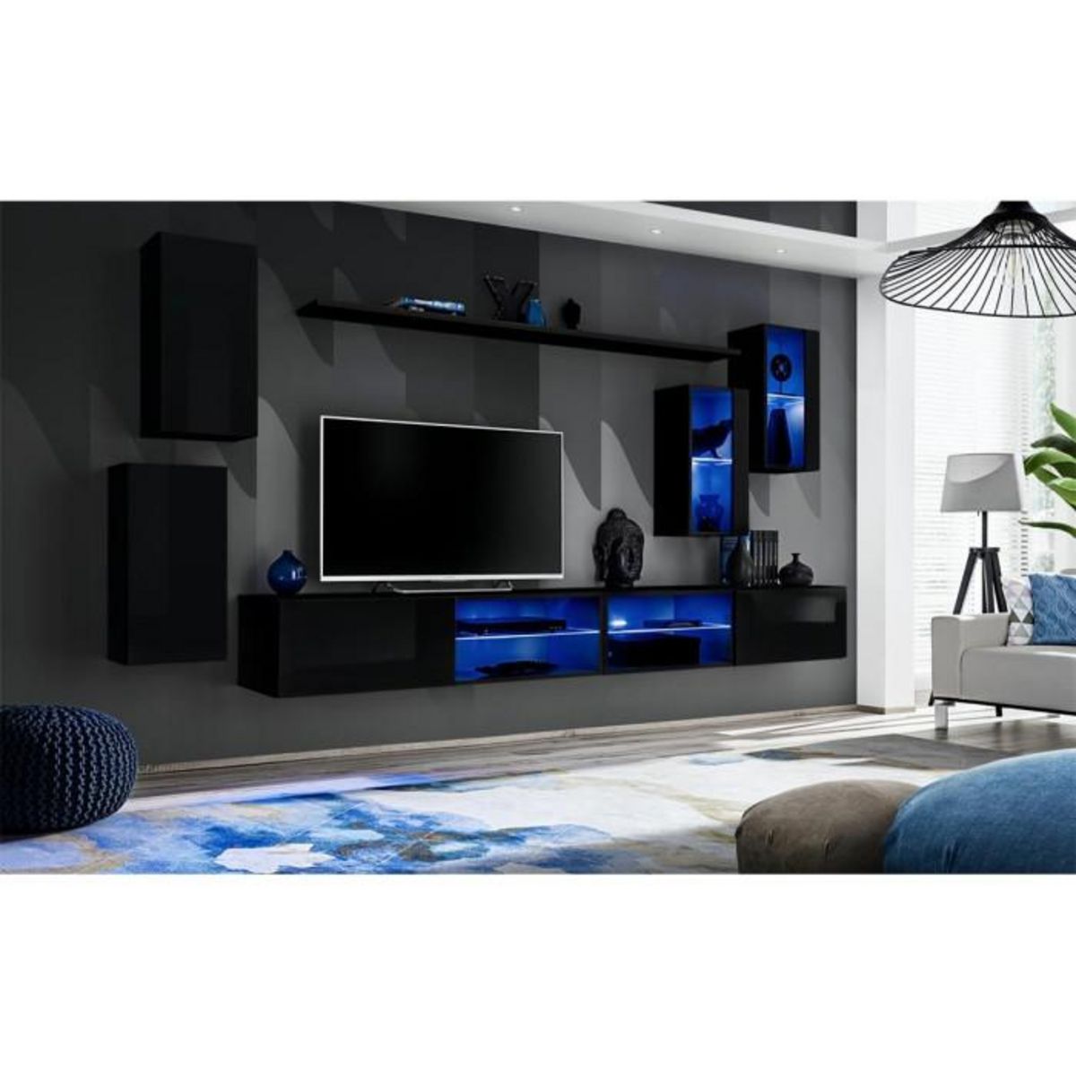 Paris Prix Ensemble Meuble TV Design  Switch XXV  280cm Noir