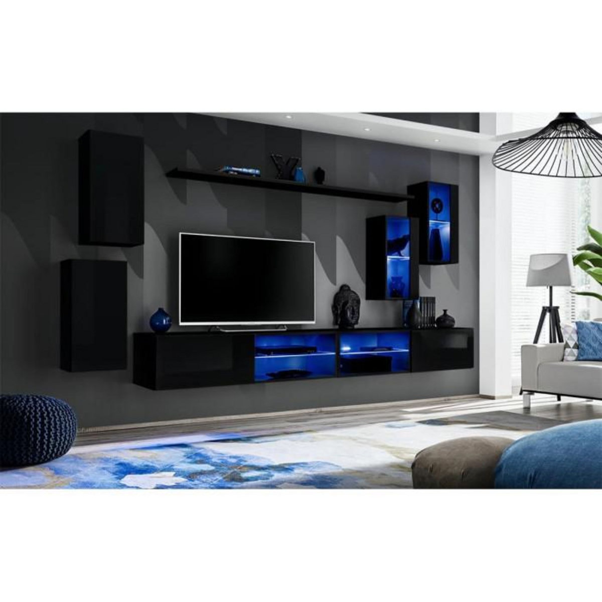 Paris Prix Ensemble Meuble TV Design  Switch XXV  280cm Noir