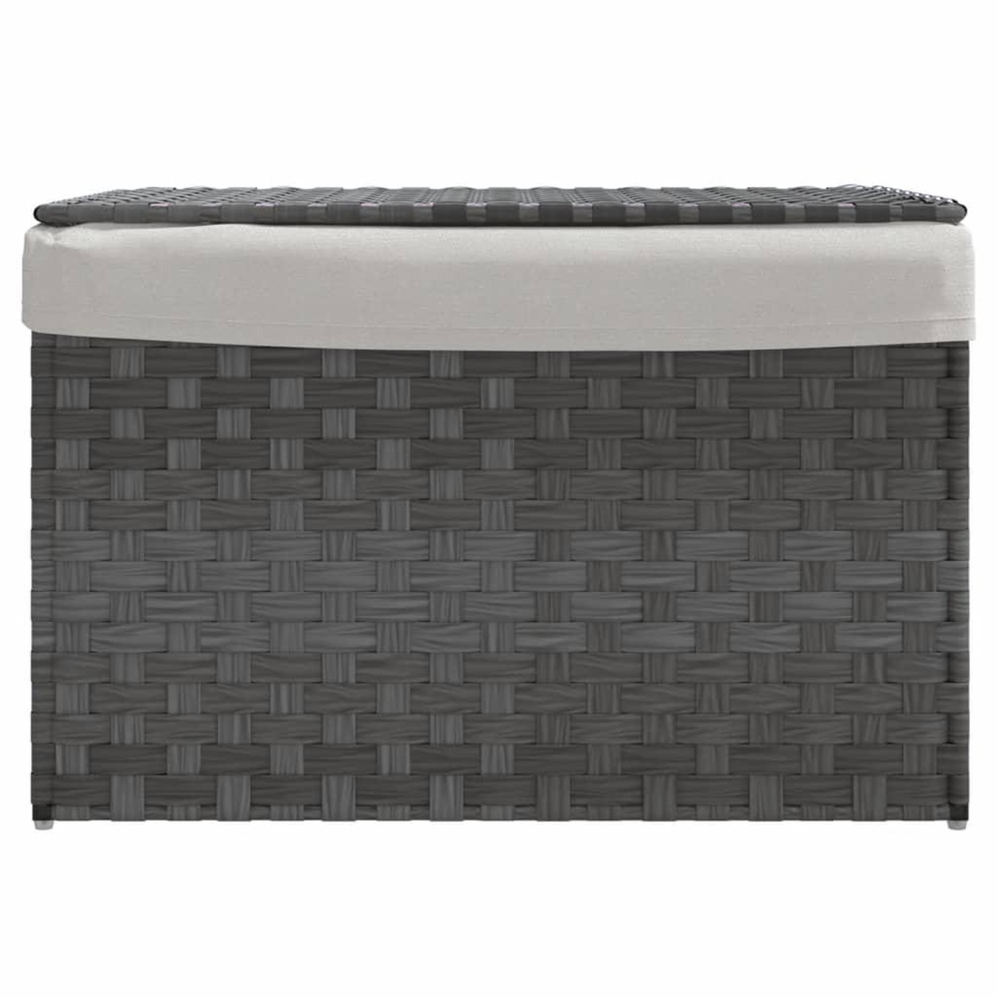 Voir la diapositive 3 : VIDAXL Panier a linge avec couvercle gris 55,5x35x34 cm resine tressee