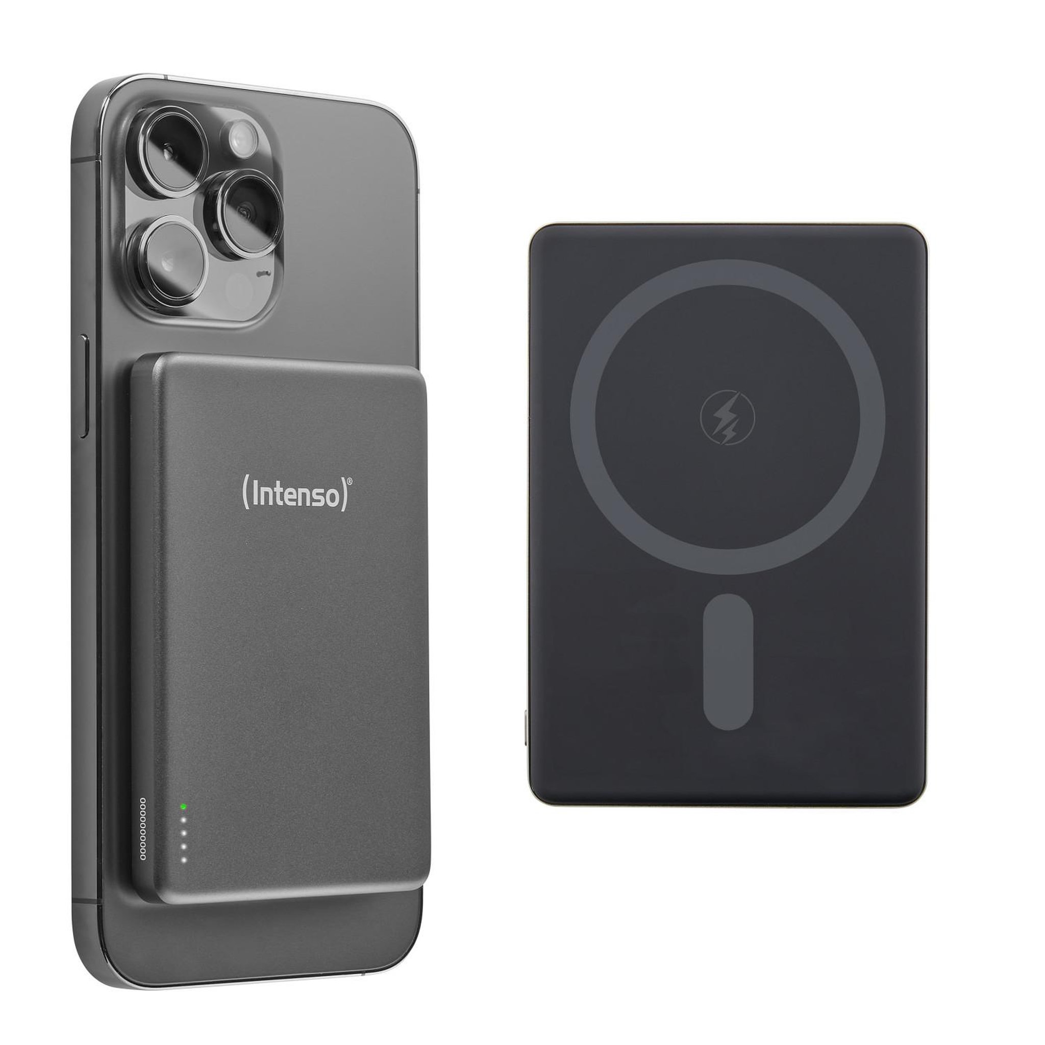 Voir la diapositive 2 : Intenso Intenso batterie externe magnétique mw5000 5000 mah – compatible magsafe, charge sans fil 15w, usb-c pd 20w, fine & compacte – testée en allemagne – gris