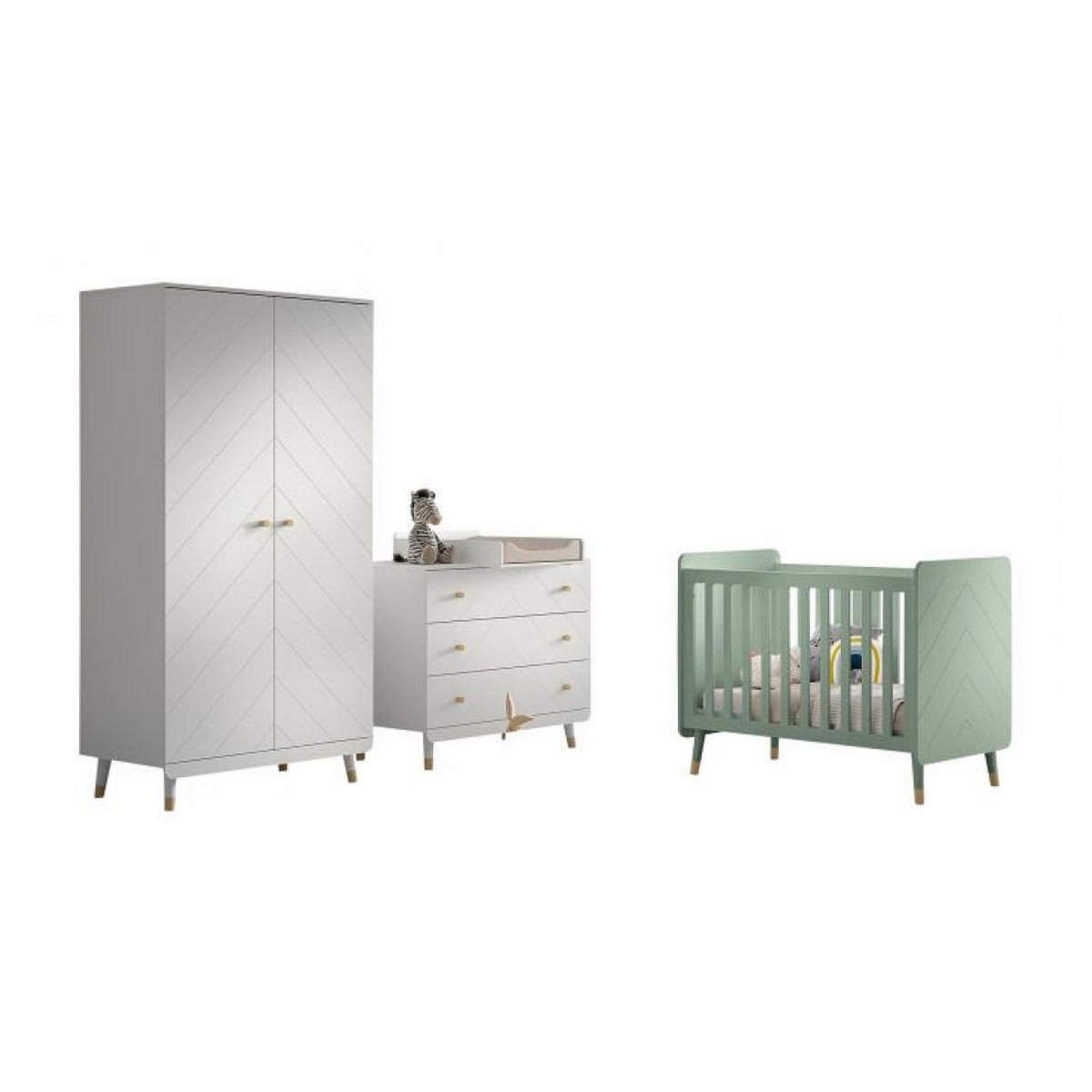 Vipack Billy set Commode armoire blanc lit vert
