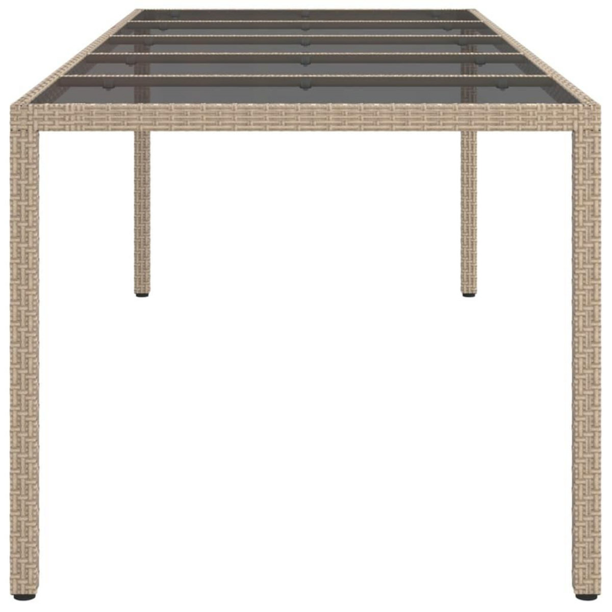 VIDAXL Table de jardin Beige 250x100x75 cm Verre trempe et poly rotin