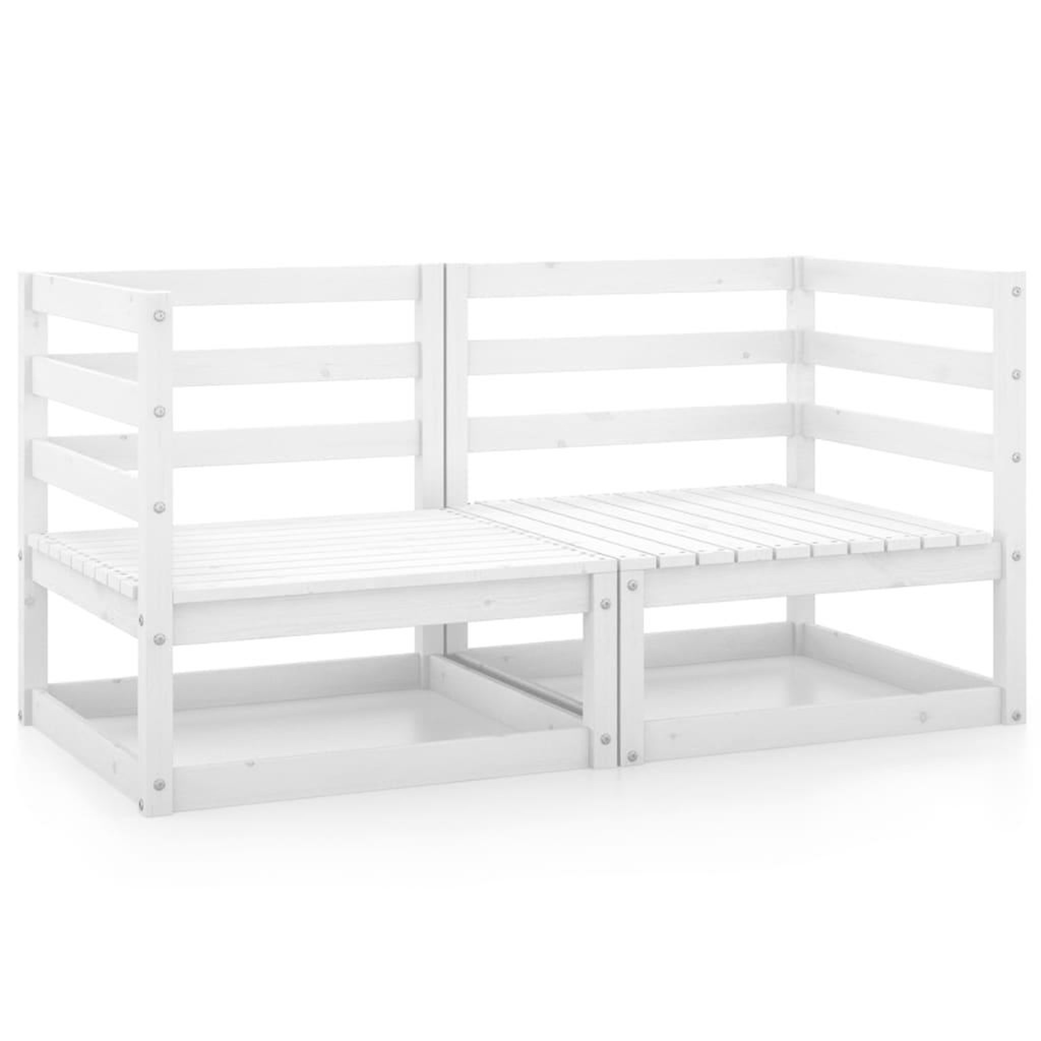 Voir la diapositive 1 : VIDAXL Canapes d'angle de jardin 2 pcs blanc bois de pin massif