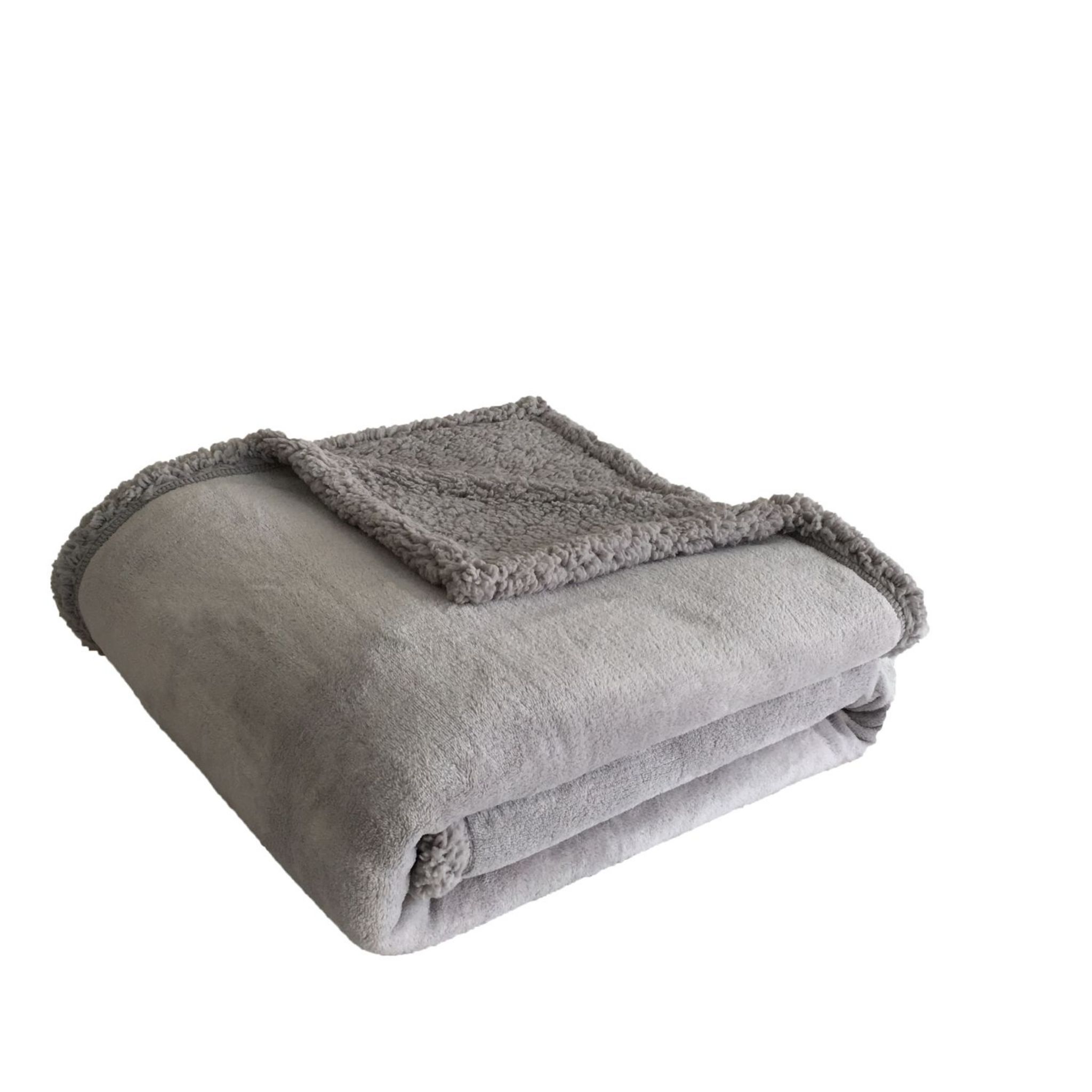 ACTUEL Plaid double face polaire/sherpa  . Coloris disponibles : Gris, Beige, Bordeaux, Rose