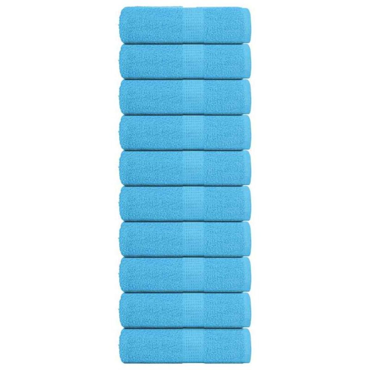 VIDAXL Serviettes d invité 10 pcs turquoise 30x50cm 360g m² 100% coton