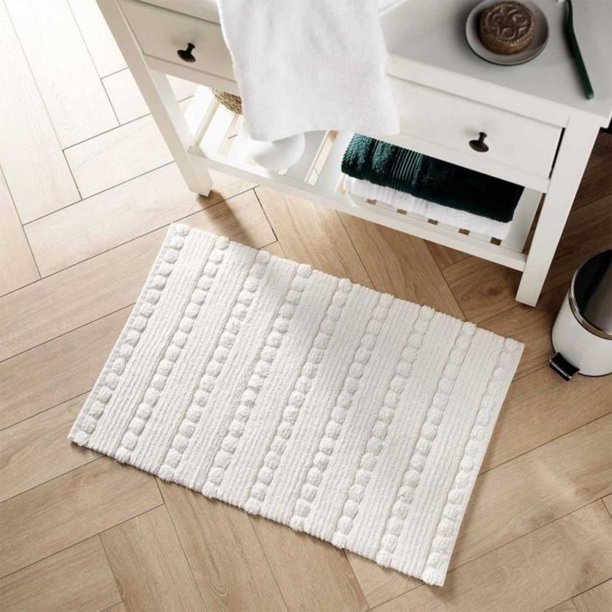 Paris Prix Tapis de Bain Jacquard  Cleonis  50x80cm Blanc