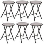 TOILINUX Lot de 6 Tabourets pliants avec effet velours. Coloris disponibles : Bleu