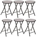 TOILINUX Lot de 6 Tabourets pliants avec effet velours. Coloris disponibles : Bleu