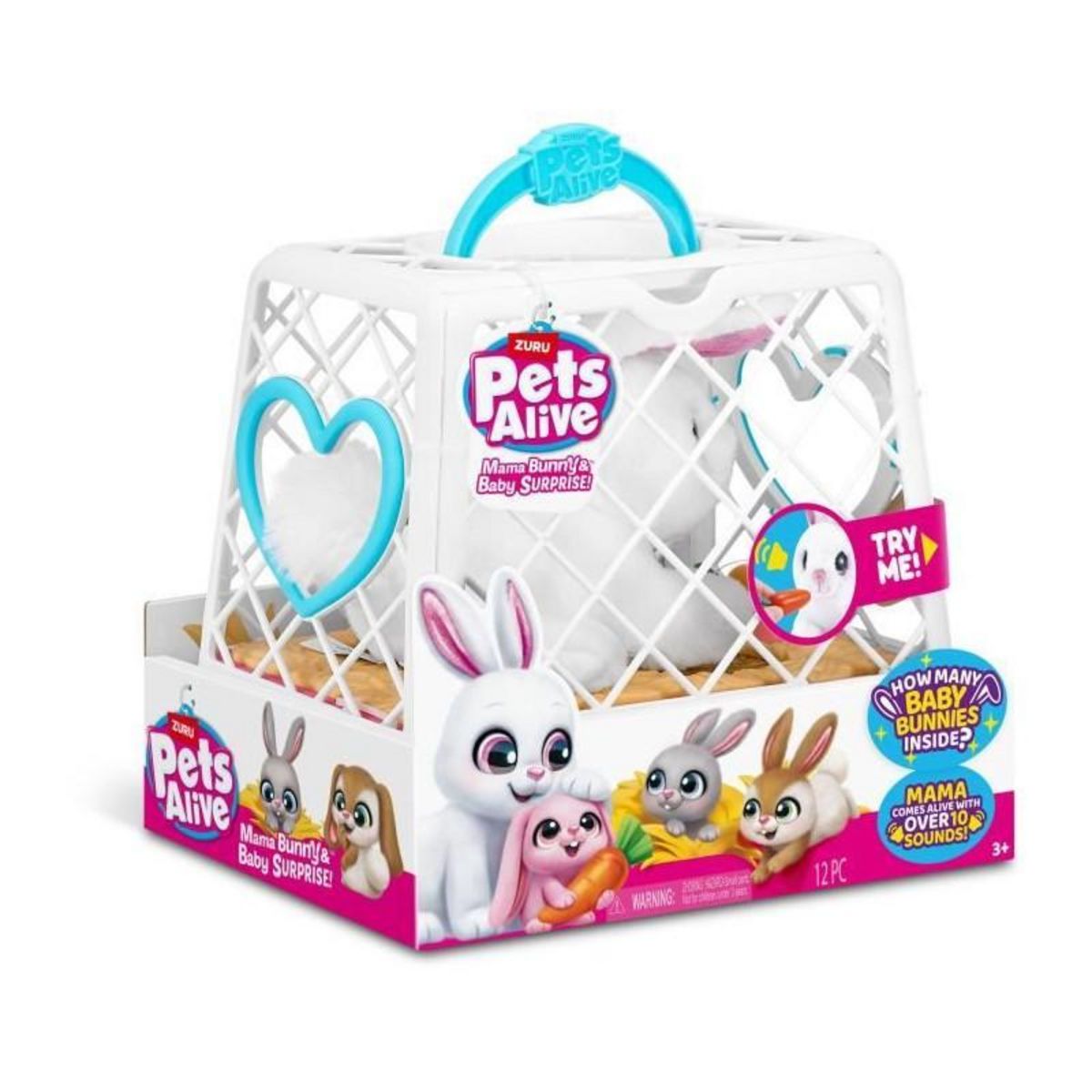 ZURU Jeu interactif - ZURU - PETS ALIVE Mama Bunny & Baby - Lapin sonore - 10 sons - Bébés surprises