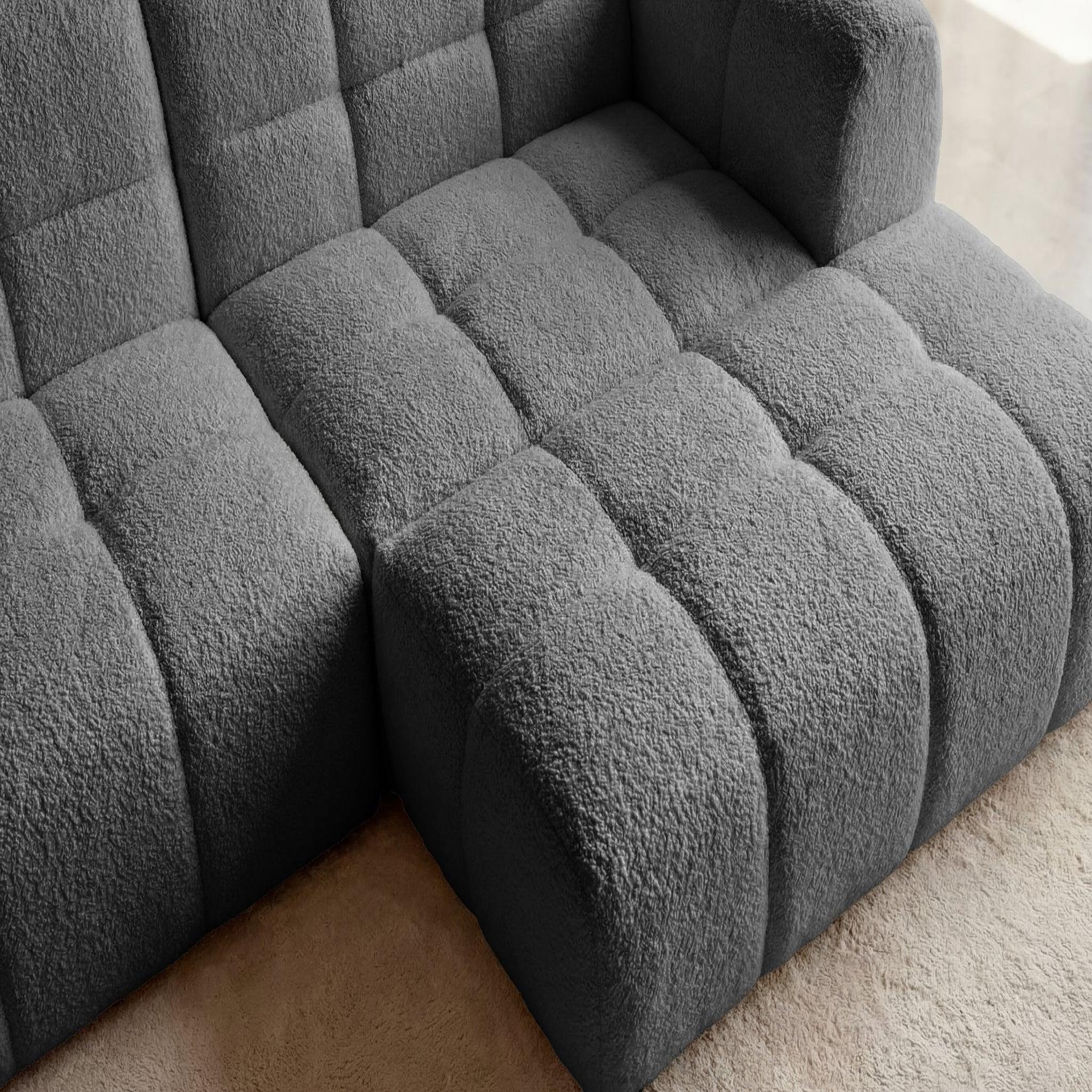 Voir la diapositive 6 : CASANOVA PARIS Alexia mini - canapé d'angle tissu bouclette 3 places