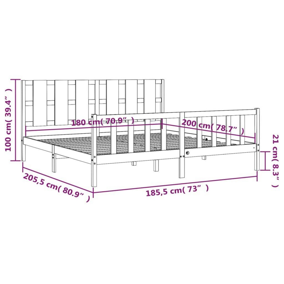 VIDAXL Cadre de lit sans matelas blanc bois de pin massif