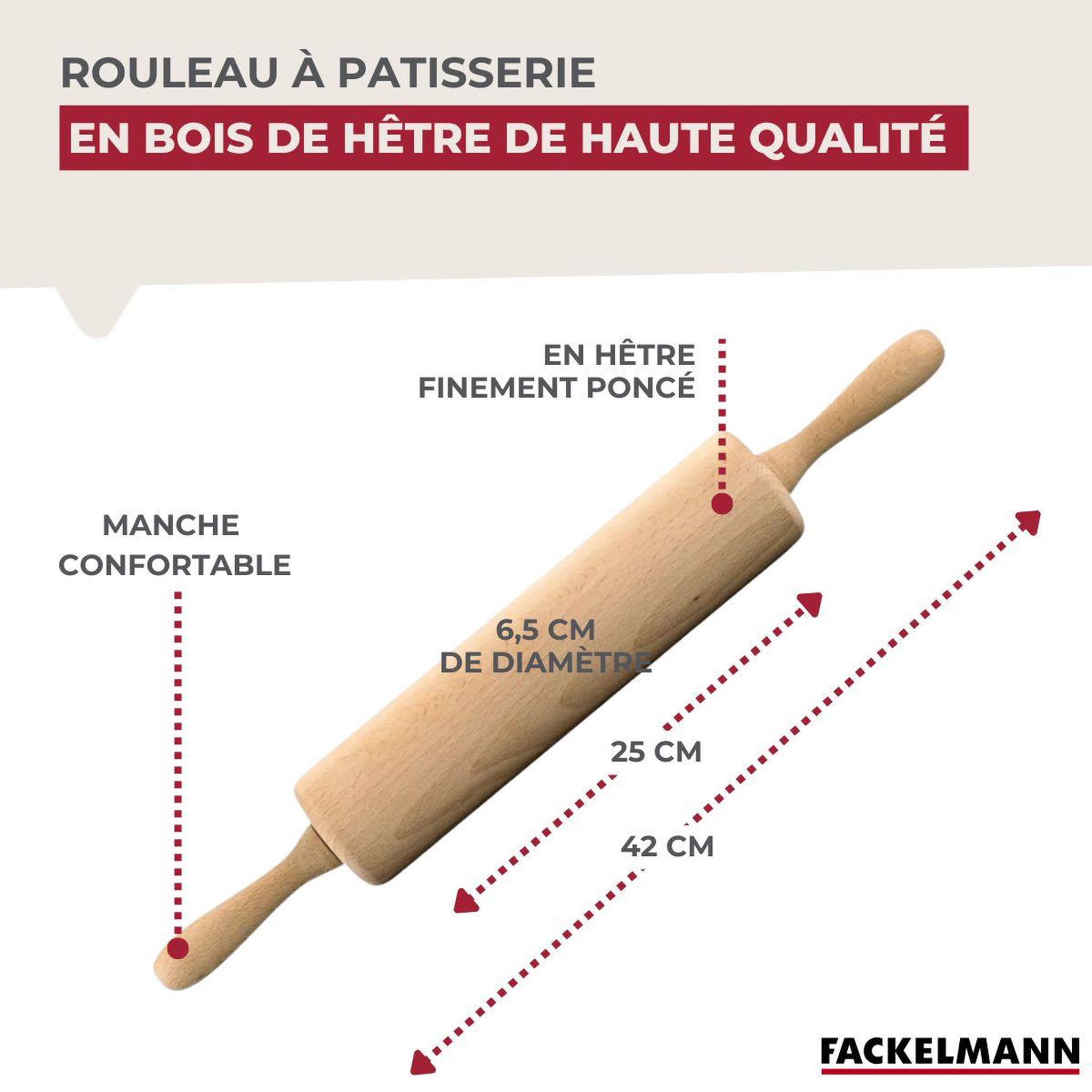 Voir la diapositive 3 : ZENKER Rouleau à pâtisserie en bois 25 cm fackelmann wood edition